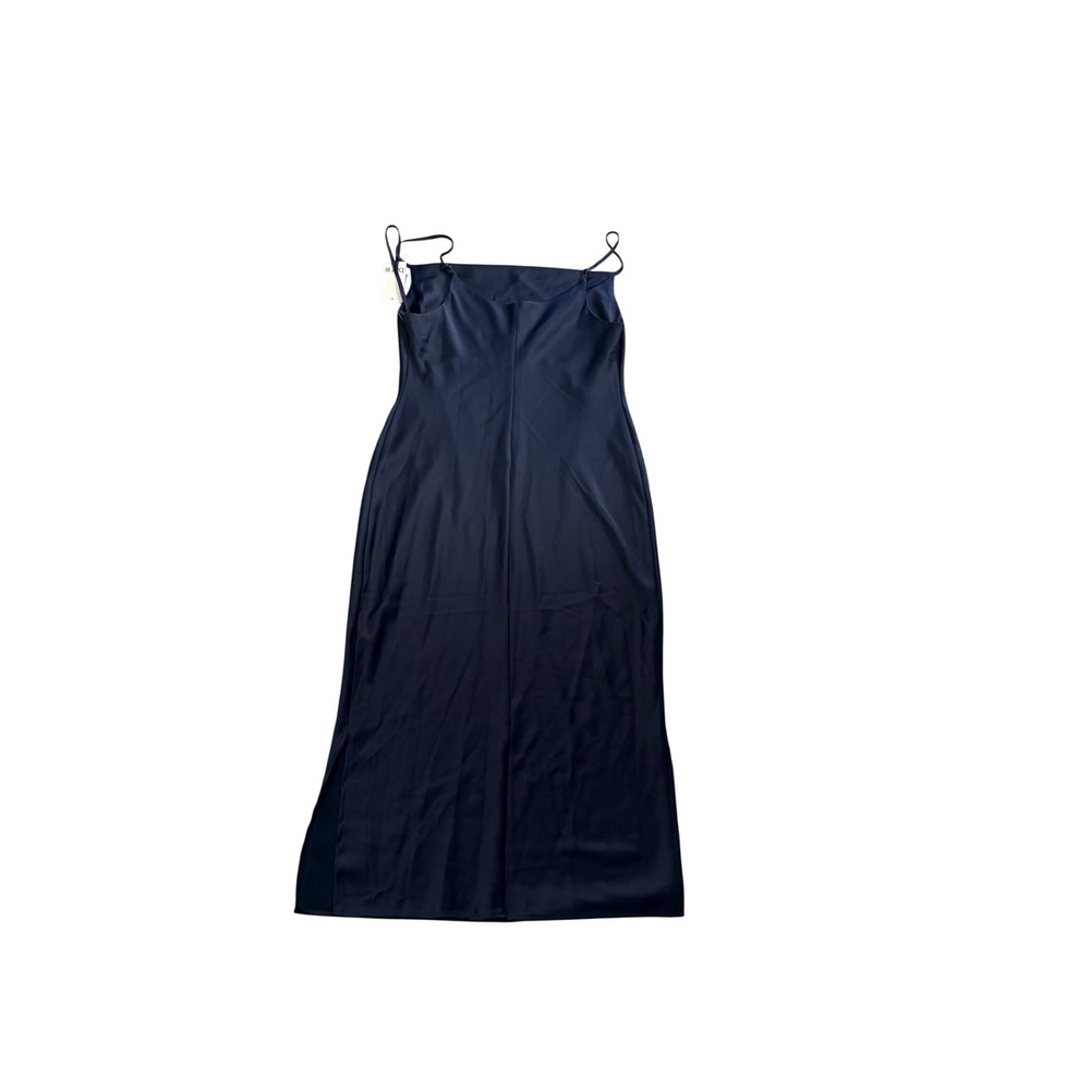 929. Bar III Women's Draped Satin Slip Dress Navy Blue Size XS Elegant Occasion - Picture 2 of 4
